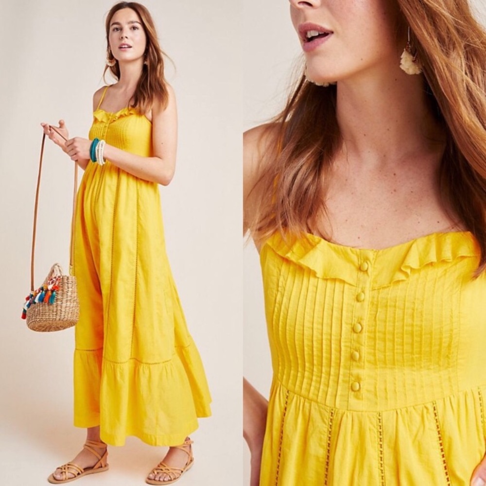 Anthropologie Maeve Arcadia Maxi Yellow Dress NWOT